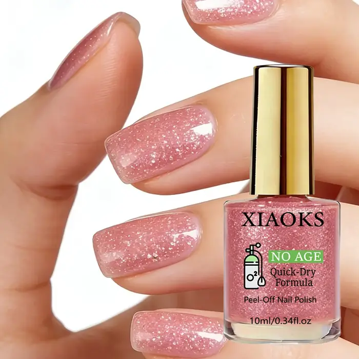Vernis à ongles rose pailleté - Naturel, séchage rapide, sans cuisson nécessaire, brillance longue durée pour les ongles, protège les ongles fins et mous, renforce les ongles, rehausse la beauté, conv