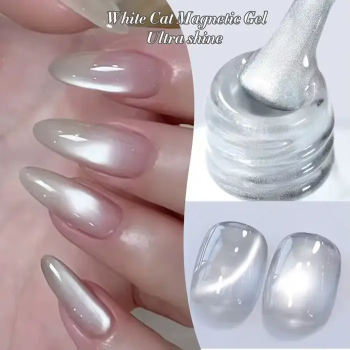 1-24 pièces WS blanc argent oeil de chat Gel magnétique vernis à ongles Ultra brillance tremper Gel 
