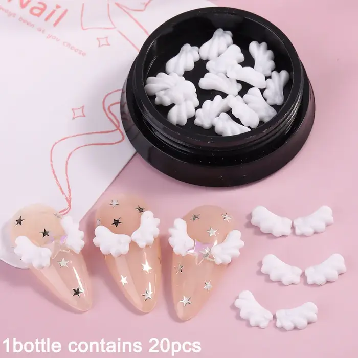 Décorations d'art d'ongles en forme d'ailes d'ange blanches | Accessoires pour ongles de style japonais mignon