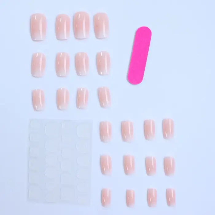ARTAUG 24 pièces brillant rose presse sur ongles moyen carré faux