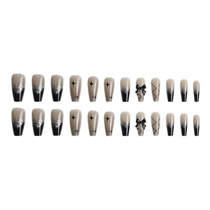 24 pièces/1 boîte filles chaudes portent des gros arc filles chaudes Nail Art faux ongles