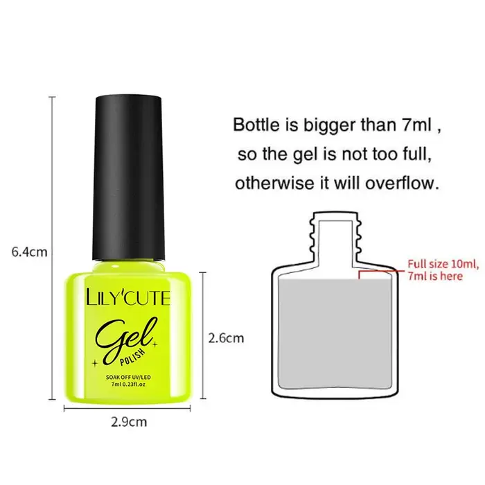 LILYCUTE 7ml Vernis à ongles Gel Fluorescent été néon rouge vert Vernis Semi Permanent UV Gel Vernis Nail Art manucure pour les ongles
