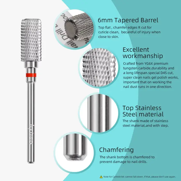 HYTOOS 13mm baril carbure forets à ongles anti-poussière foret à ongles 3/32 main droite manucure él