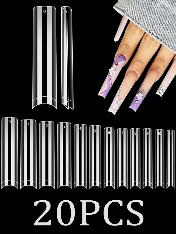 20/100/200/400/1000 pièces pointes d'ongles cercueil clair 10 tailles