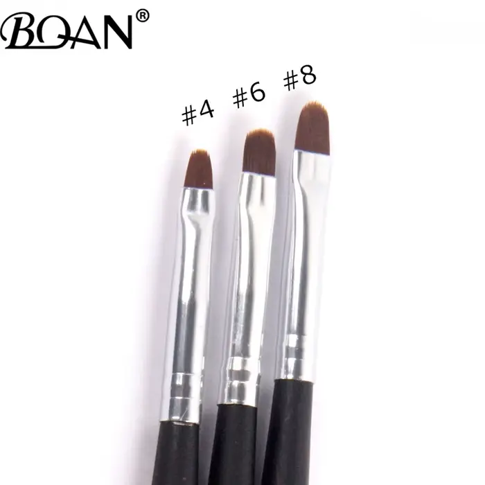 BQAN # 4 # 6 # 8 # 10 Pinceaux à ongles noirs pour gel UV