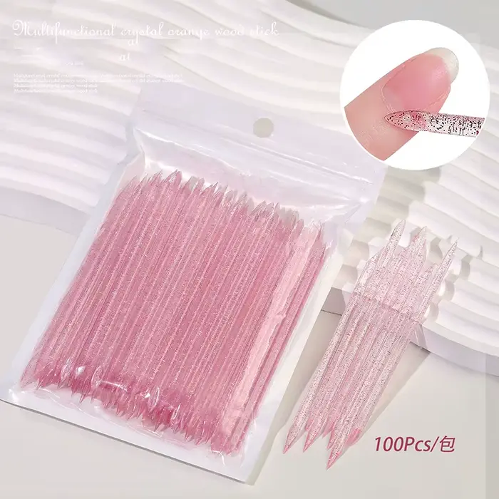 Bâton de paillettes en cristal réutilisable, Double extrémité, outil de retrait de cuticules, stylo