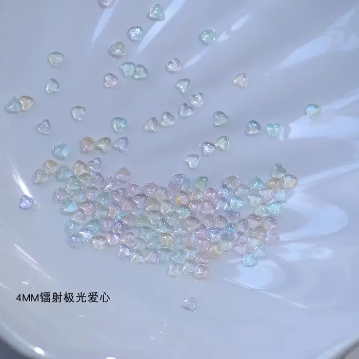 30 pièces/boîte Kawaii paillettes poudre coeur Nail Art décorations 3D résine strass breloques dessi