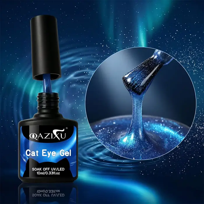 QAZIXU 10ml Vernis à ongles gel œil de chat bleu