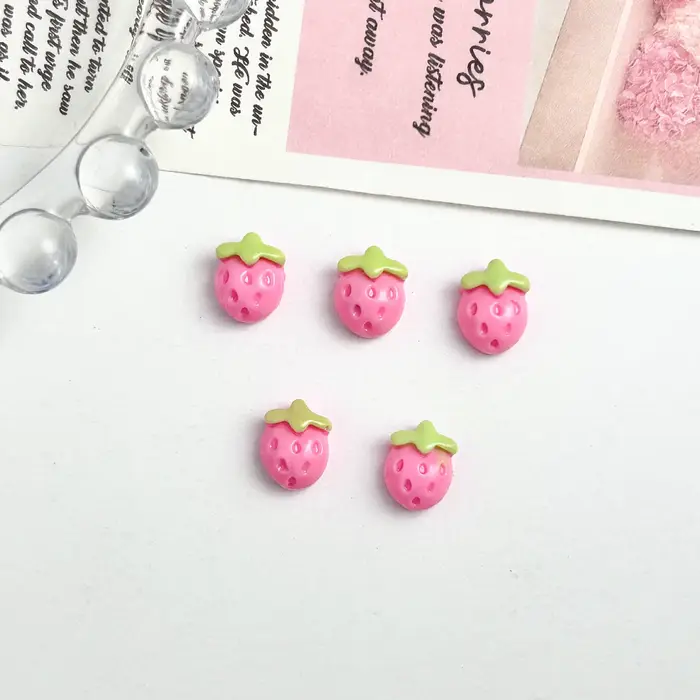 Breloques pour ongles en résine de fraise, 10 pièces, multicolores, accessoires de Nail Art, bricola