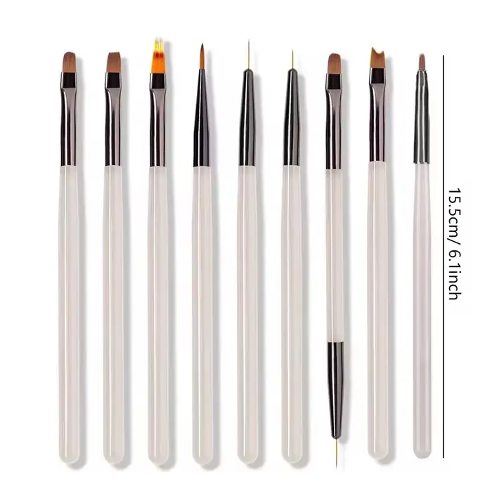 Ensemble de 9 pinceaux gris pour nail art