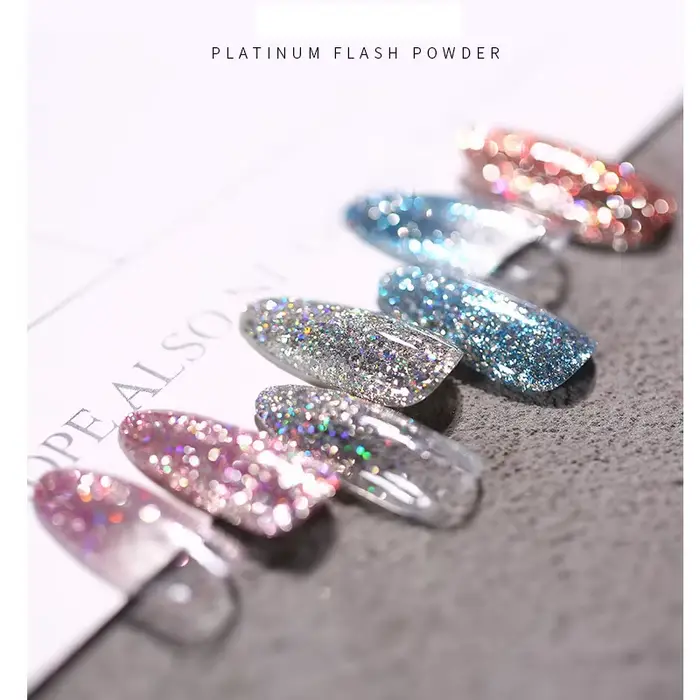 Nail Art bricolage nouvelle poudre de platine chaude 3D mélangée 8 couleurs ensembles de poussière d'ongle paillettes