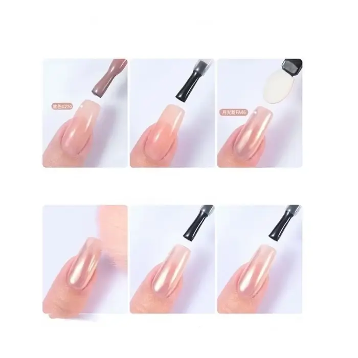 1 boîte de poudre à ongles miroir clair de lune argent paillettes fines effet métallique Pigment Gel vernis Chrome