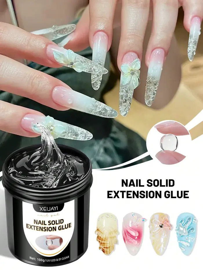 XEIJAYI 100g Gel d'extension transparent anti-adhésif pour les mains