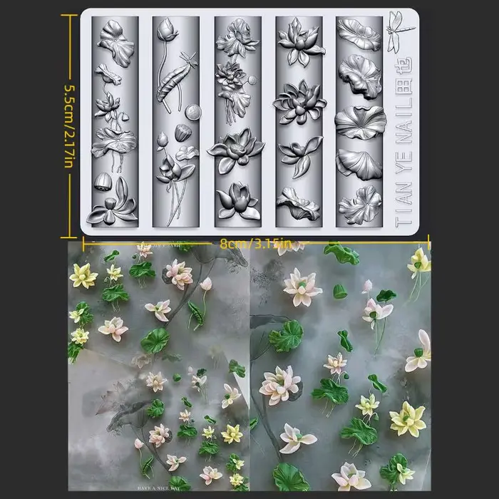 Moule à ongles incurvé 3D série fleurs