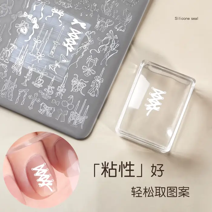Kit de tampons pour ongles en Silicone Transparent, plaque de manucure française, grattoir d'estampa