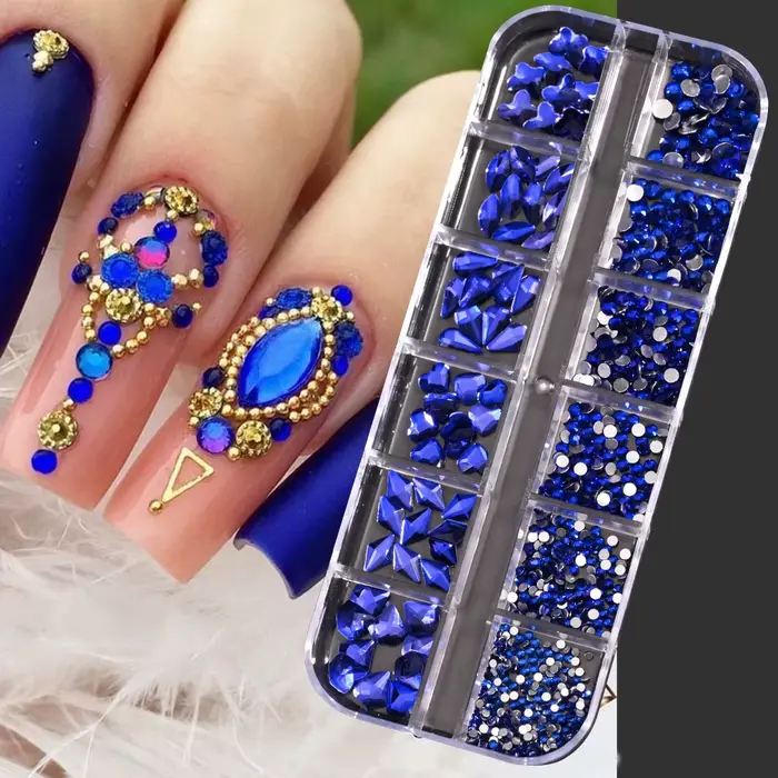1000 pièces/boîte Champagne or diamant ongles cristal conception mixte ongles paillettes strass Non 
