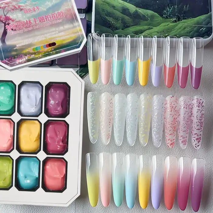 1pc 9 couleurs nouveau populaire tapotement gel dégradé rêve texture tremper UV & LED gel vernis à ongles art création salon de noël bricolage ins