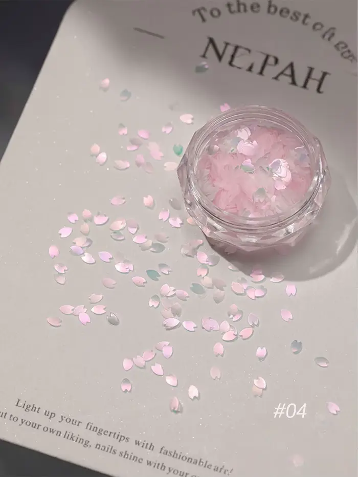 1/6 pièce rose fleur de cerisier paillettes nail art, coeur paillettes nail art, fleur et papillon p