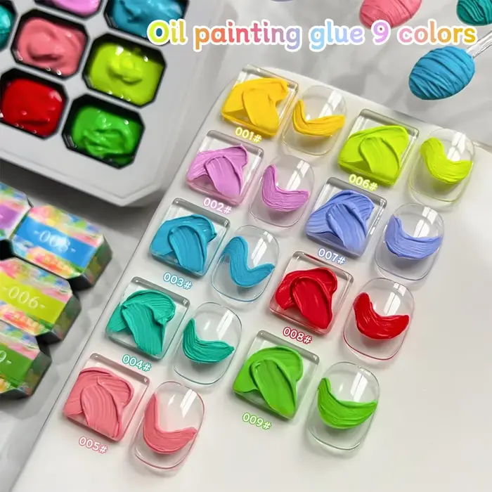 Dopamine Fluorescence peinture à l'huile colle 9 couleurs ensemble manucure Art décorer Design bricolage haute Saturation peint sculpté Nail Art
