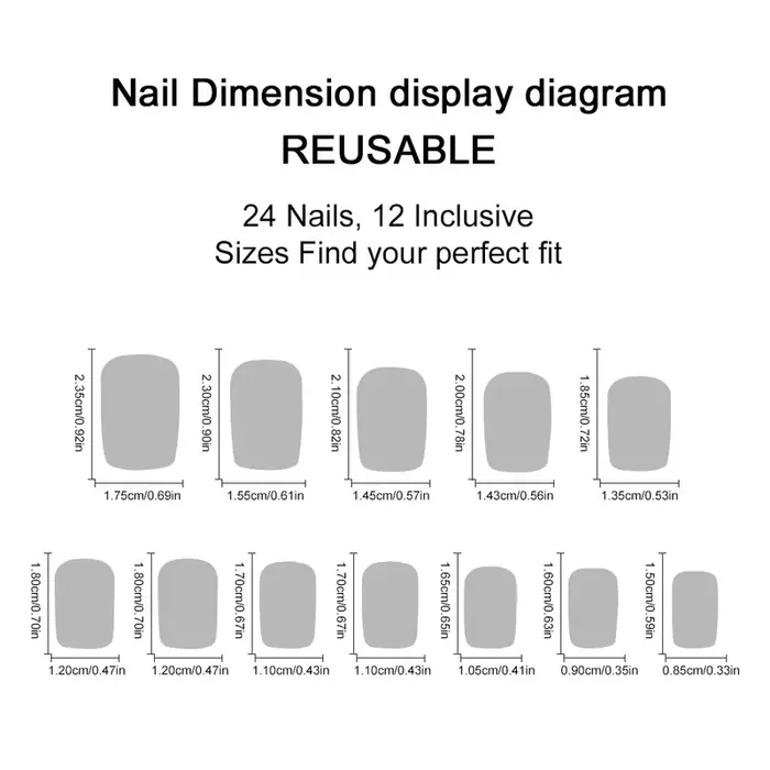 Faux ongles à pression forme carrée