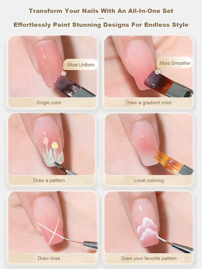 1 lot de 9 pinceaux pour Nail Art