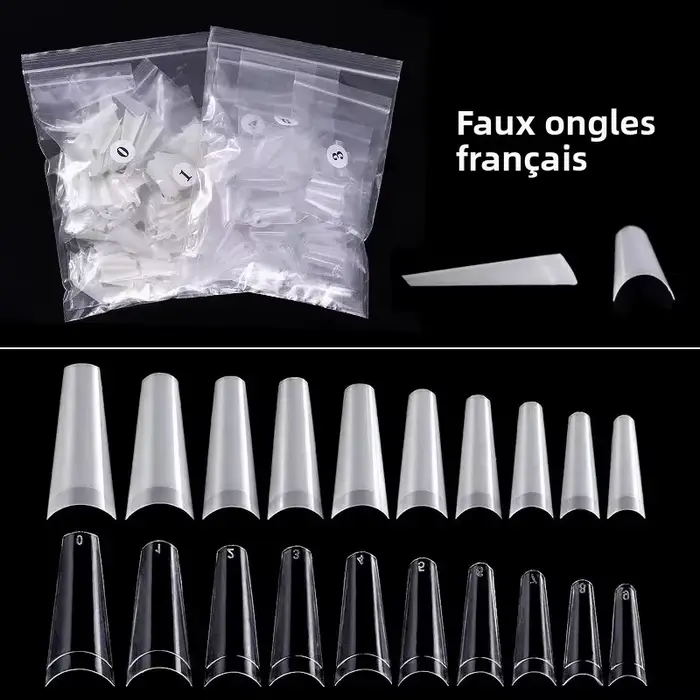 500 pièces faux ongles Art conseils français naturel Transparent cercueil