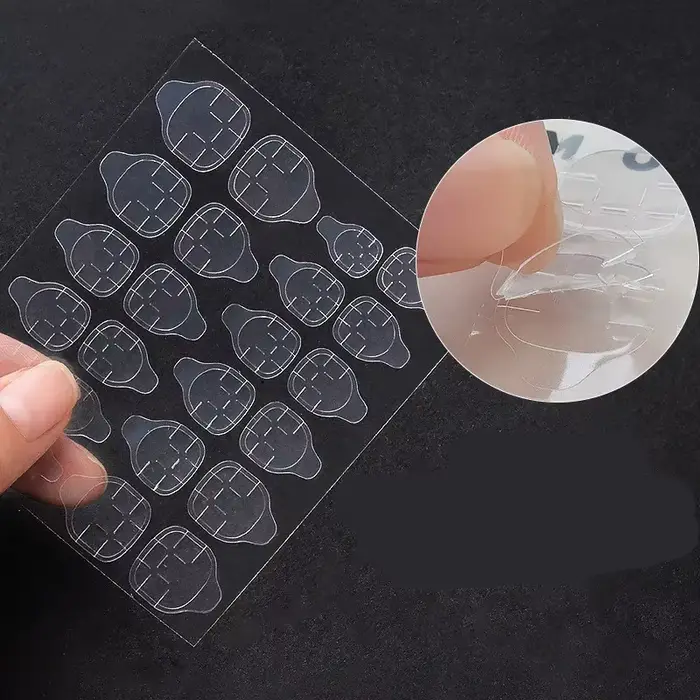 10 feuilles de ruban adhésif Double face autocollant de colle pour faux ongles Art