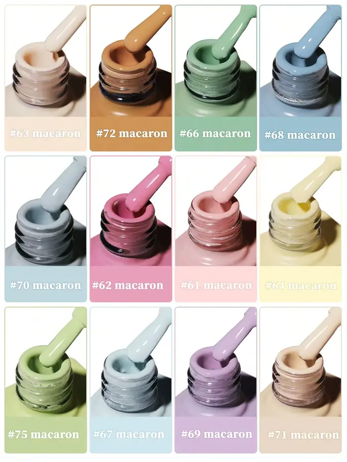 Ensemble de vernis gel couleur Macaron 2025 – 12 nuances tendance