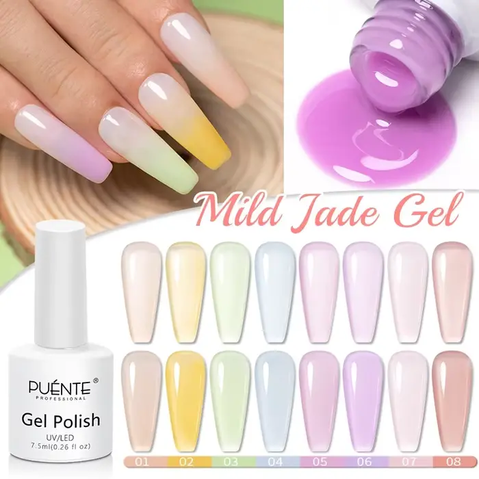 PUENTE gelée ongles Gel 7.5ML Semi-transparent couleur rose nu Gel vernis tremper UV