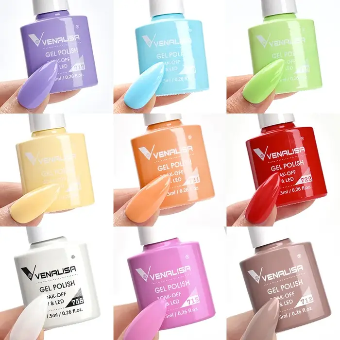 Vernis à ongles en gel Venalisa VIP3 sans HEMA, sans TPO, à retirer par trempage, UV LED, haute pigmentation, longue tenue, usage professionnel en salon, 7,5 ml