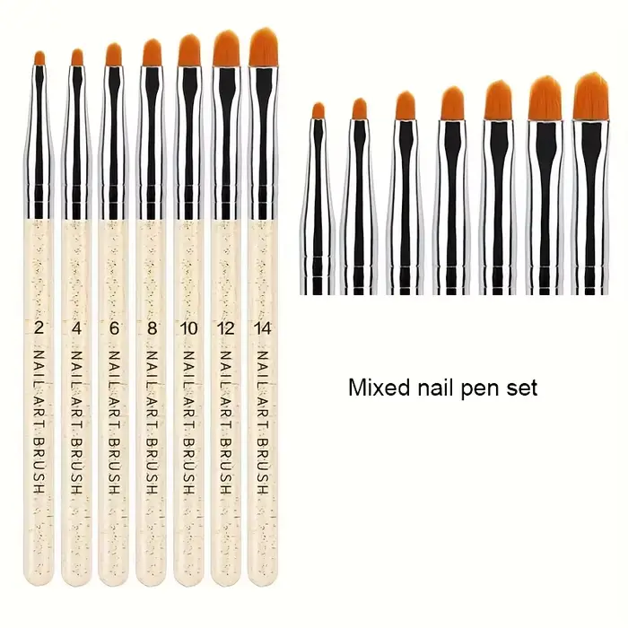 7 pièces/ensemble Nylon cheveux UV Gel acrylique Nail Art constructeur brosse stylo stylos à dessin pour la conception des ongles fournitures pour les professionnels