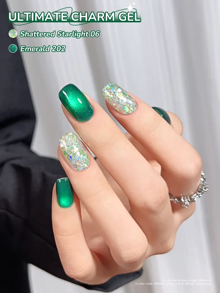 XEJAYI 2 pièces 15ml vert oeil de chat Gel vernis à ongles ensemble, UV LED trempage Gel à ongles, s