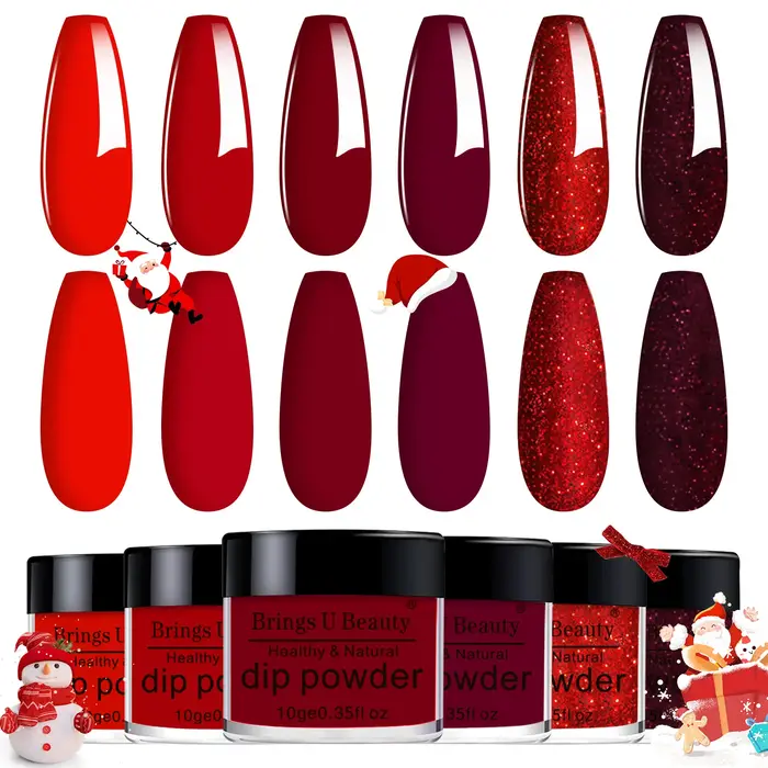 Kit de poudre acrylique à paillettes rouges pour ongles
