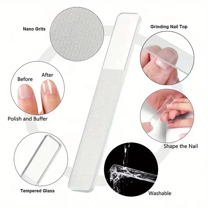 Coupe-ongles noir en acier inoxydable, 4 pièces, avec lime en verre nano, ensemble d'outils de manuc