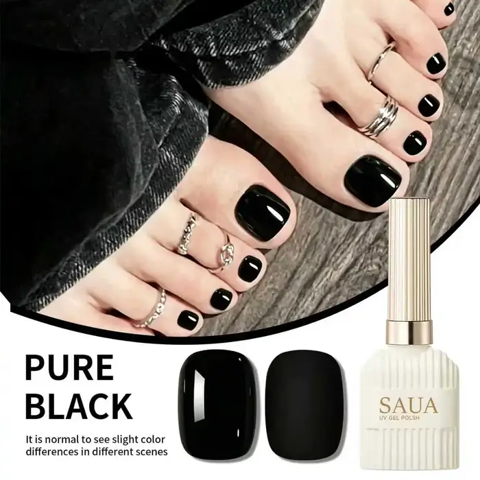 Gel à ongles noir pur spécialement formulé, 15 ml – Vernis gel UV semi-permanent à retirer par trempage – Longue tenue, haute brillance