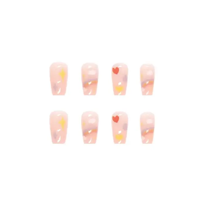 24P Faux Ongles Arc-en-ciel Mignons et Enfantins