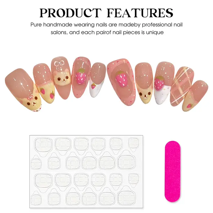 10 pièces rose amande presse sur ongles à la main ovale Style français faux