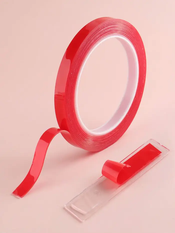 Rouleau de ruban adhésif rouge Double face pour ongles, 1 rouleau, bande de colle acrylique forte po