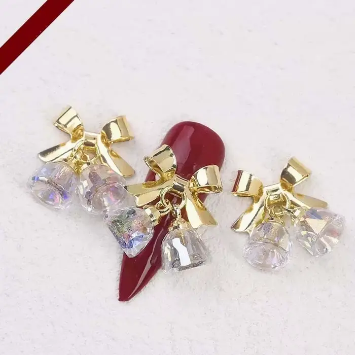 Ornement d'ongles cloches de noël nœud papillon perceuses à ongles