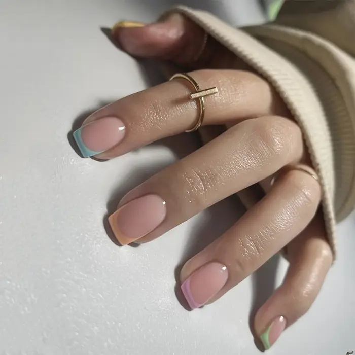 Jaune mode française portable Nail Art été Simple court amande faux ongles détachable fini