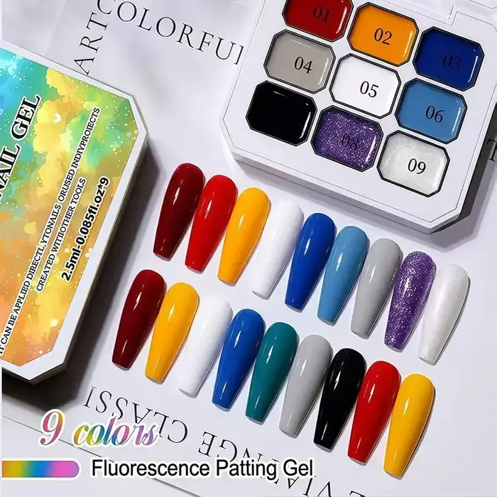 Gel solide dégradé bleu neuf couleurs pour nail art