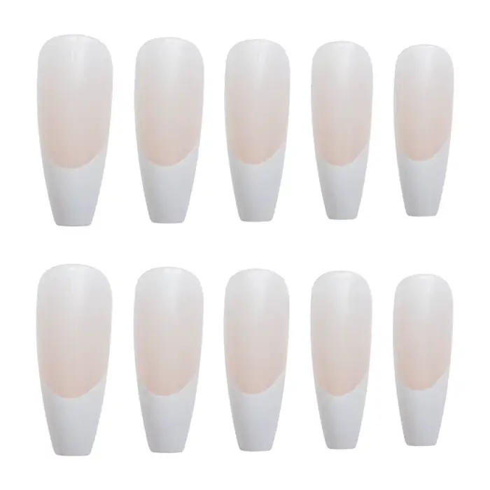 Faux ongles artificiels à tête carrée, en acrylique, sans couture, amovibles, ballerine, à pression
