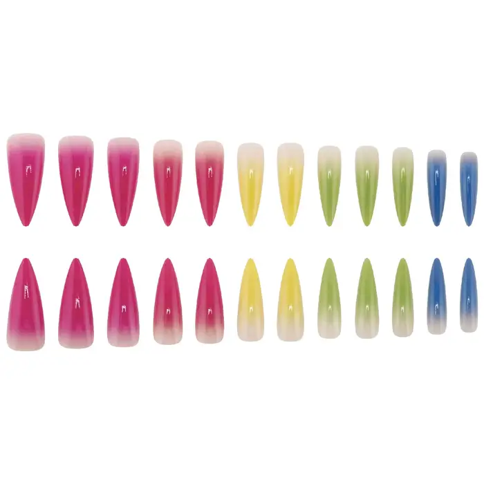 Spicy Girl's Cool Y2k faux ongles arc-en-ciel dégradé longs