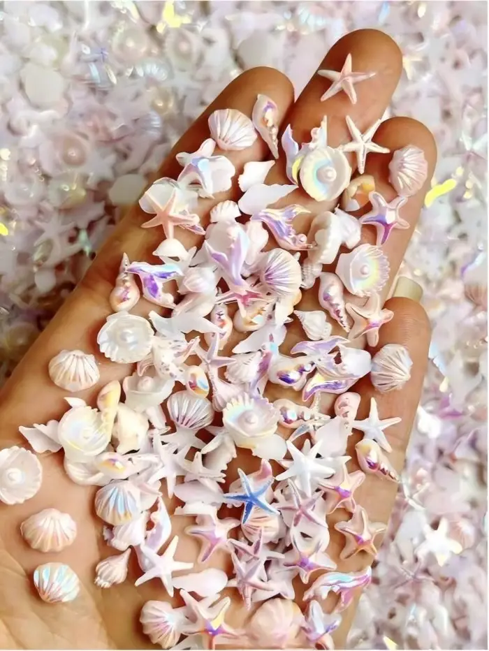 Décorations d'ongles sirène mixtes 3D