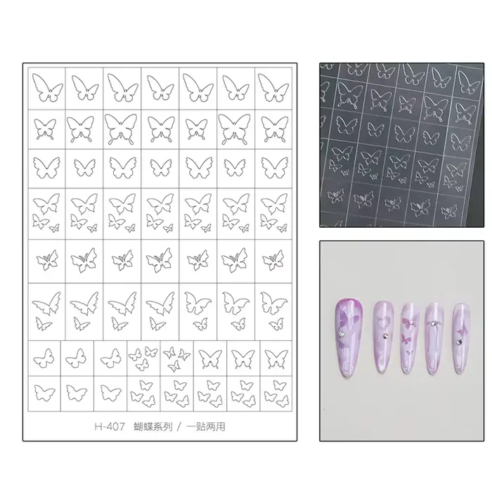 Pochoirs autocollants papillon ajourés pour Nail Art, 5 pièces, Design peint par pulvérisation, modè