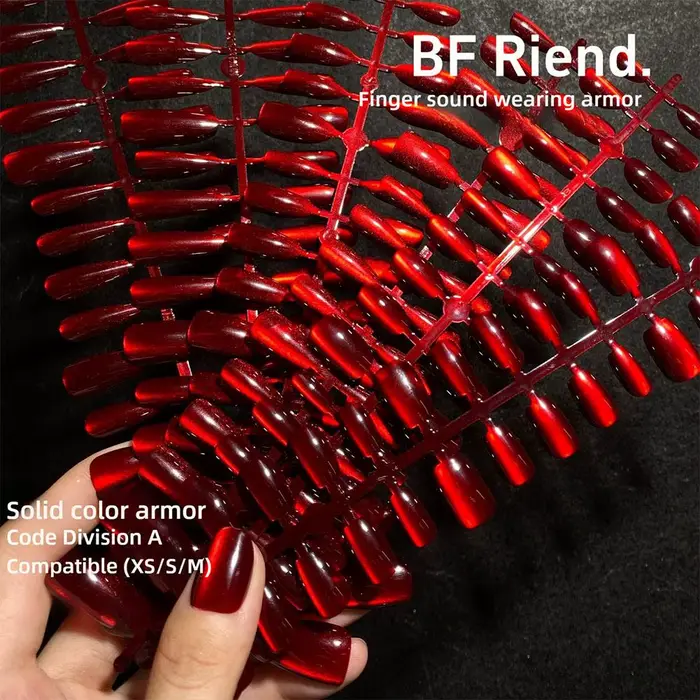 30 pièces brillant rouge oeil de chat presse sur ongles couverture complète couleur nue portable amande faux