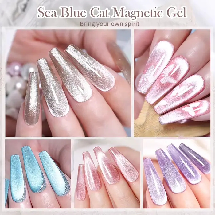 BORN PRETTY – vernis à ongles Gel magnétique chat bleu mer, 10ml, paillettes, lumière de neige, Semi