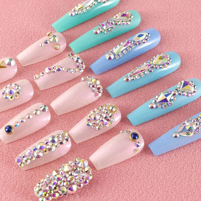 1440 pièces/sac AB/clair rond Mini diamant à ongles SS3-SS20(1.3-4mm) FlatBack Non correcteur crista