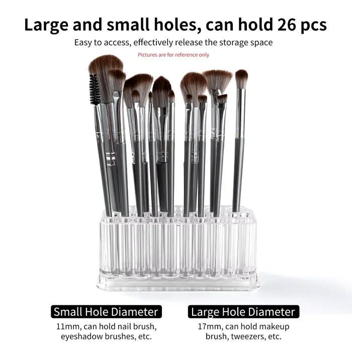 Support de rangement pour pinceaux à ongles en acrylique, 26 trous, organisateur de pinceaux de maqu