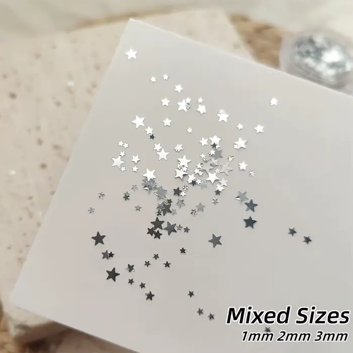 1 boîte de paillettes 3D argentées en forme d'étoile pour nail art